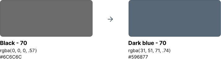 Black - 70 #6C6C6C wird zu Dark Blue - 70 #596877