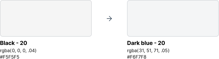 Black - 20 #F5F5F5 wird zu Dark Blue - 20 #F6F7F8