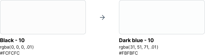 Black - 10 #FCFCFC wird zu Dark Blue - 10 #FBFBFC