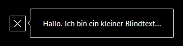 Tooltip und Tooltip-Button mit weißen Rahmen und Icon und weißem Inhalt auf schwarzem Hintergrund.
