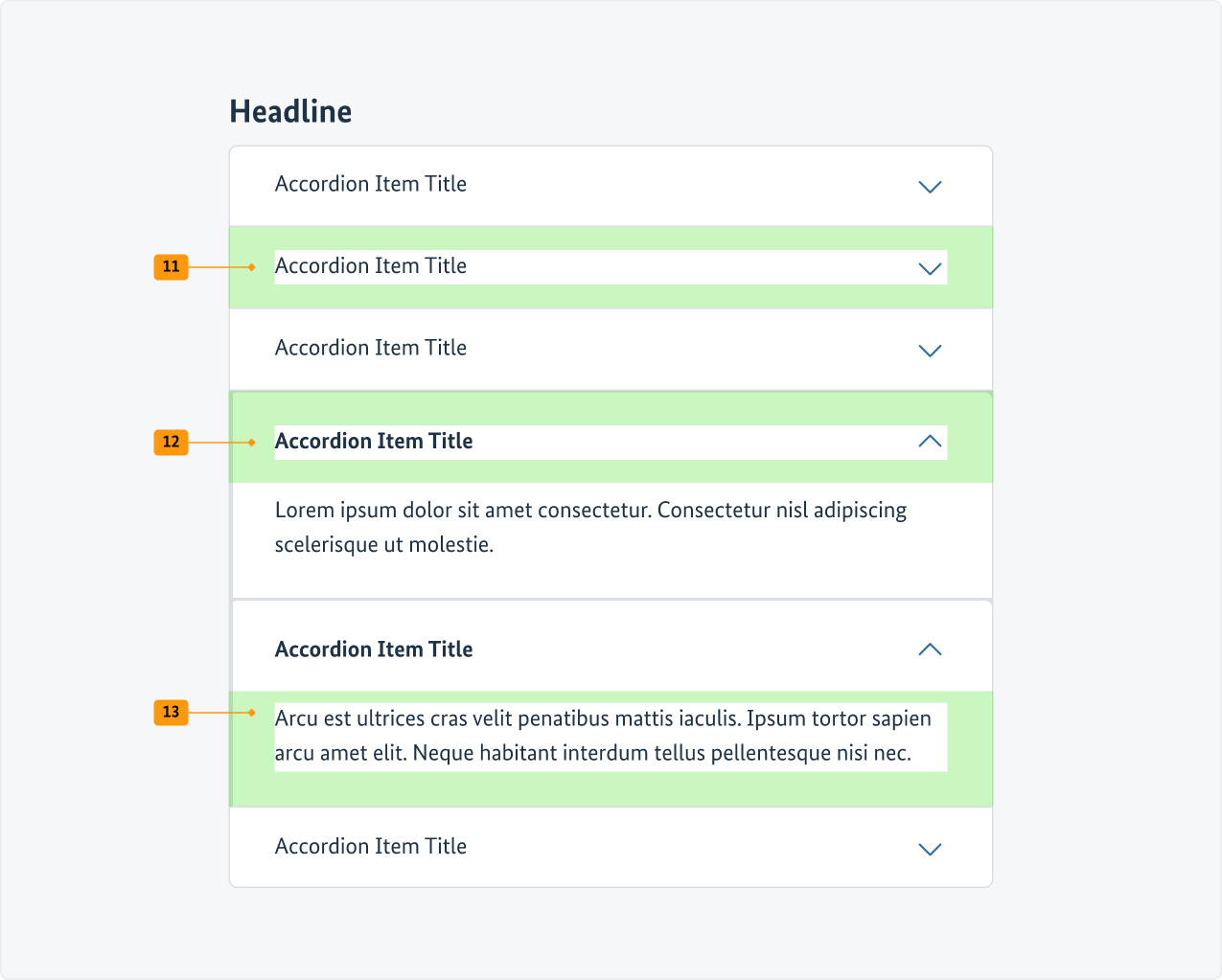 Visualisierung der CSS-Regeln zu Ziffer 11 bis 13 aus der folgenden Tabelle.