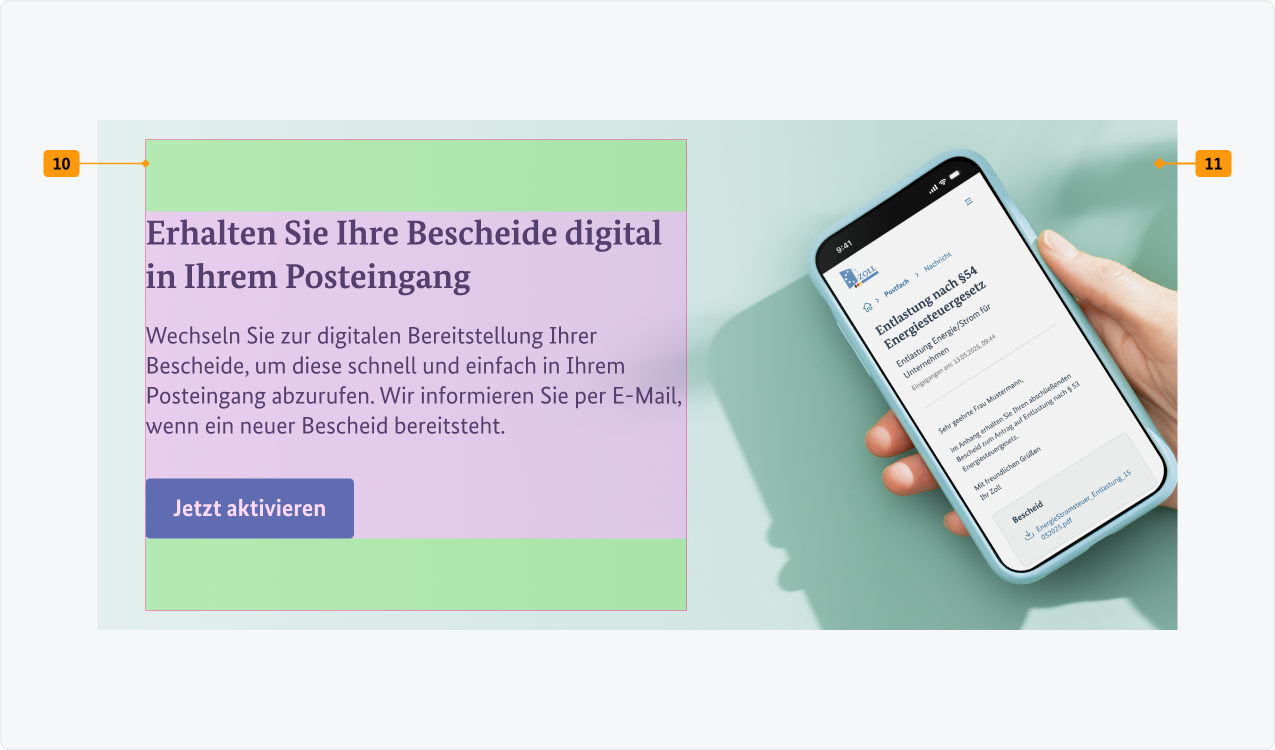 Visualisierung der CSS-Regeln zu Ziffer 10 bis 11 aus der folgenden Tabelle.