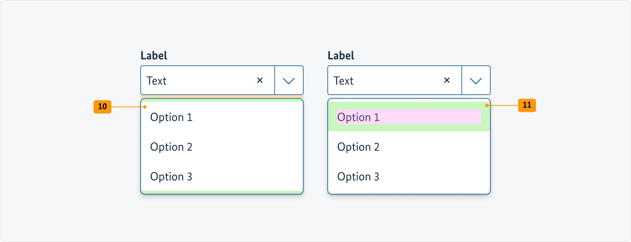Visualisierung der CSS-Regeln zu Ziffer 10 bis 11 aus der folgenden Tabelle.