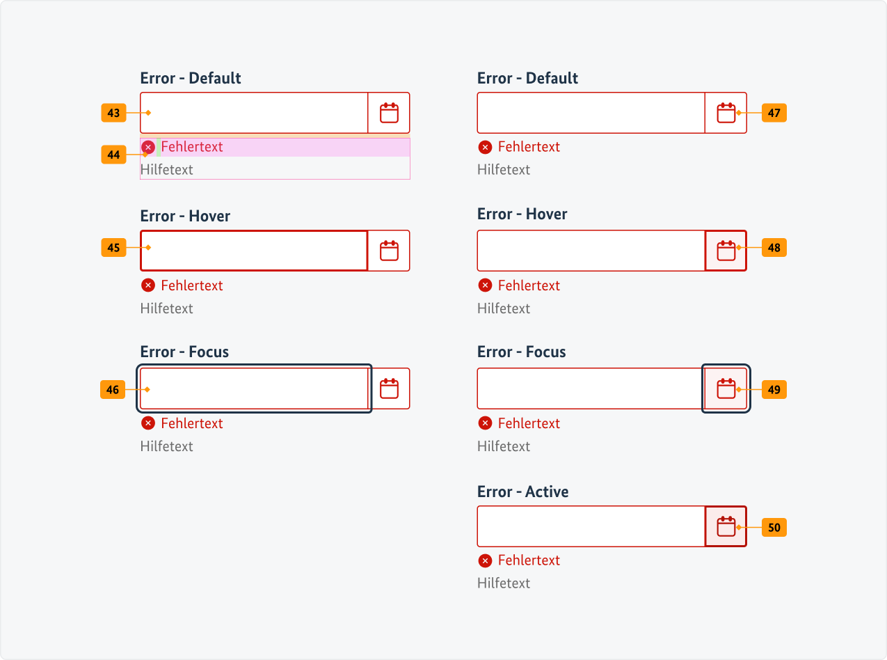Visualisierung der CSS-Regeln zu Ziffer 43 bis 50 aus der folgenden Tabelle.