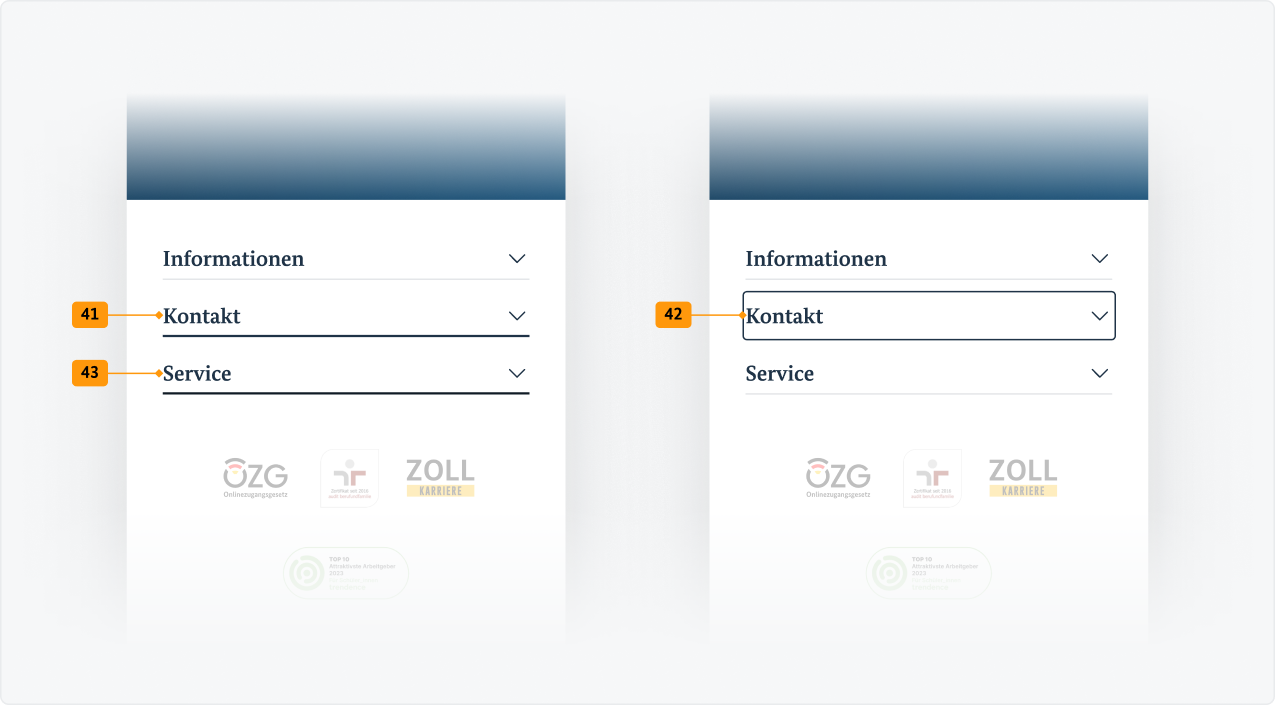 Visualisierung der CSS-Regeln zu Ziffer 40 bis 41 aus der folgenden Tabelle.