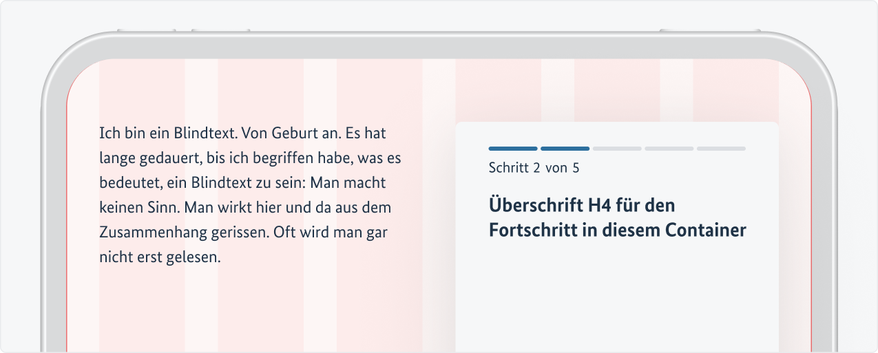 Fortschrittsanzeige auf einem Smartphone innerhalb eines Content-Containers