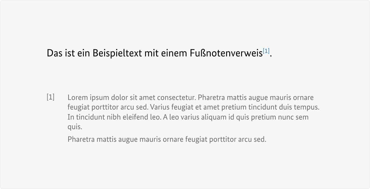 Beispielhafte Darstellung eines Fußnotenverweises und einer Fußnote.