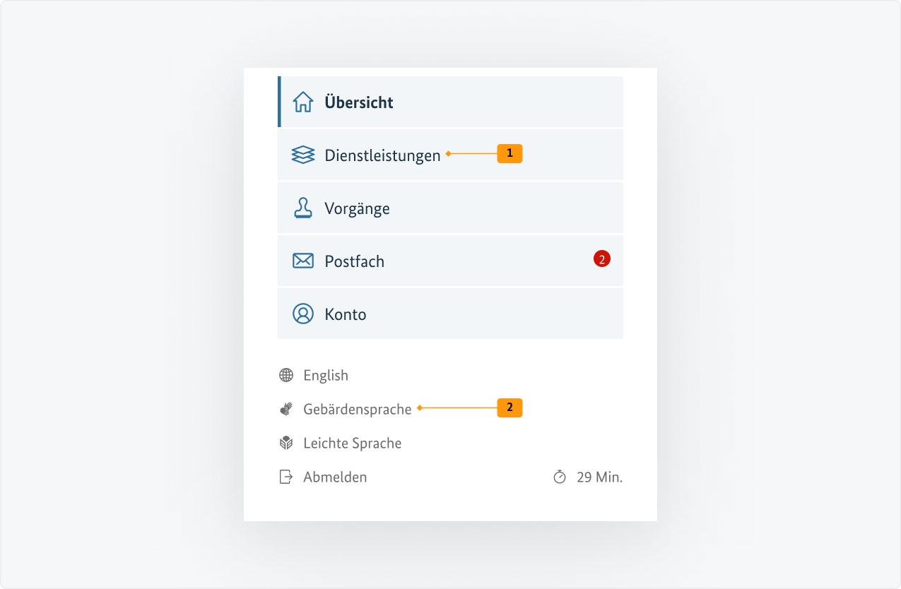 Visualisierung der CSS-Regeln zu Ziffer 1 bis 2 aus der folgenden Tabelle.
