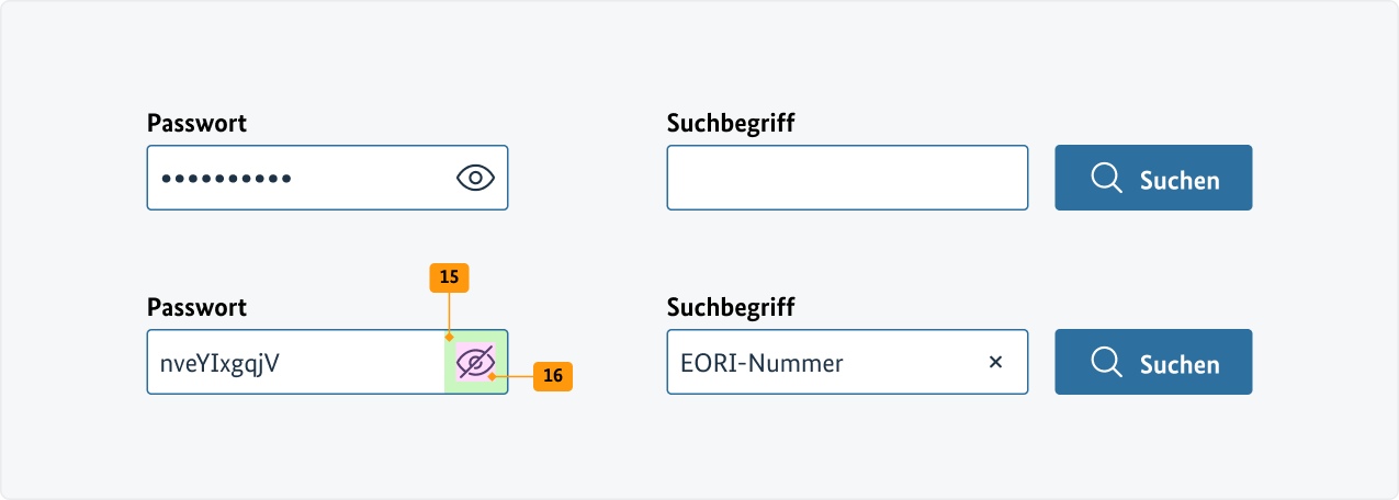 Visualisierung der CSS-Regeln zu Ziffer 15 bis 17 aus der folgenden Tabelle.
