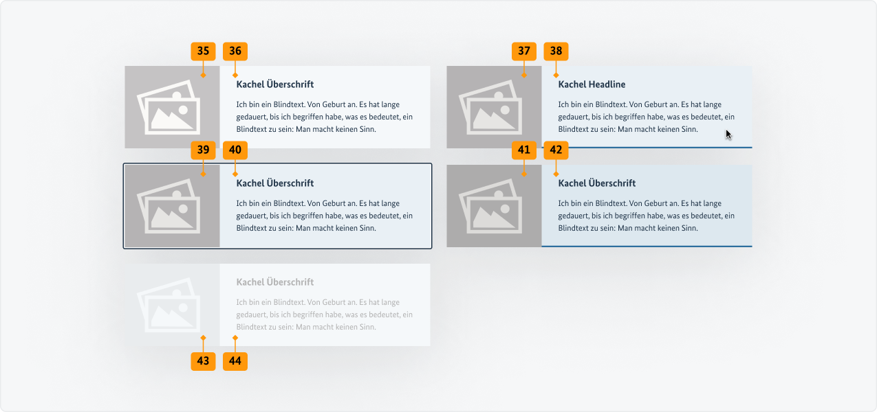 Visualisierung der CSS-Regeln zu Ziffer 35 bis 44 aus der folgenden Tabelle.
