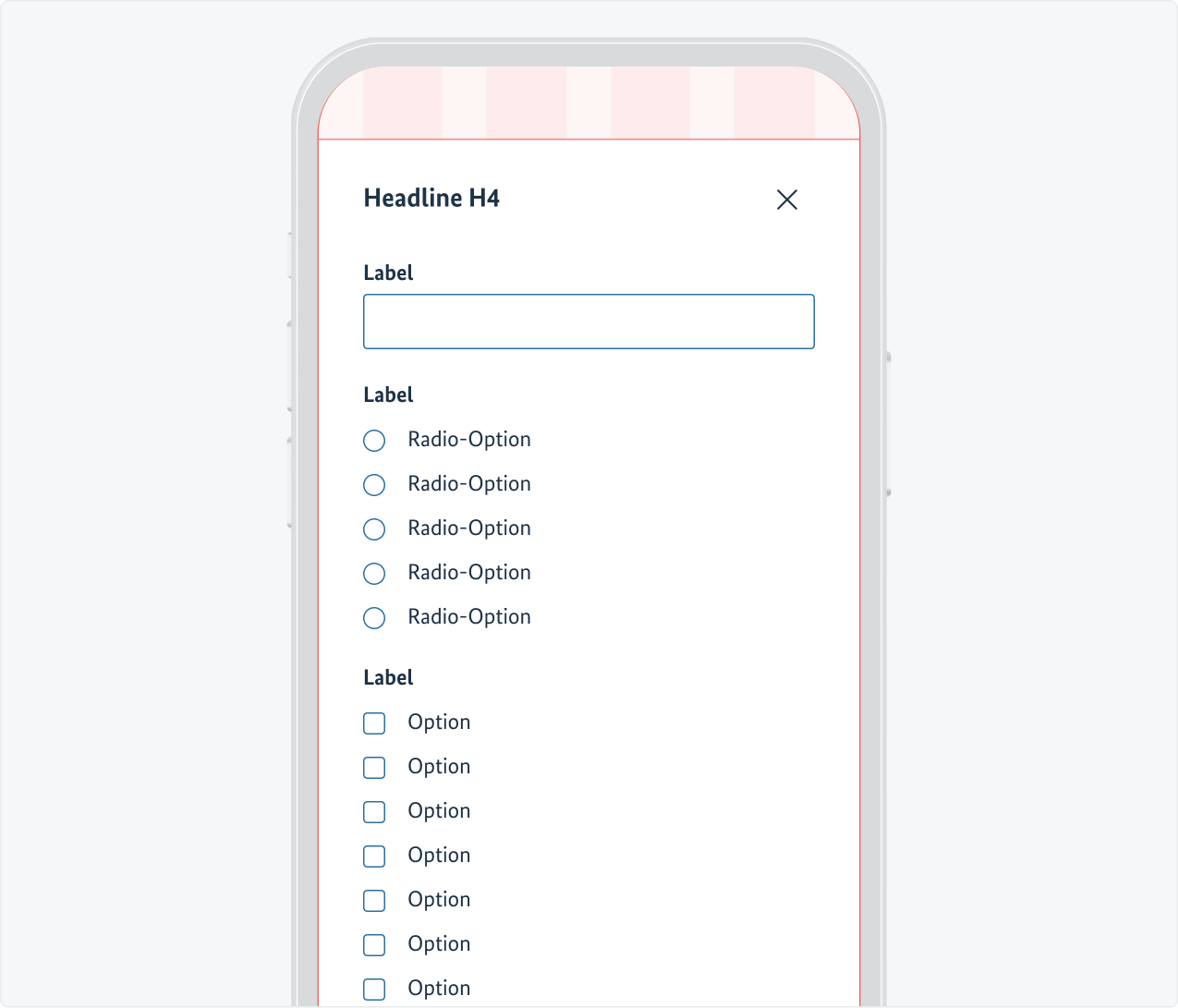 Darstellung nach Öffnen der Komponente auf einem Mobilgerät.