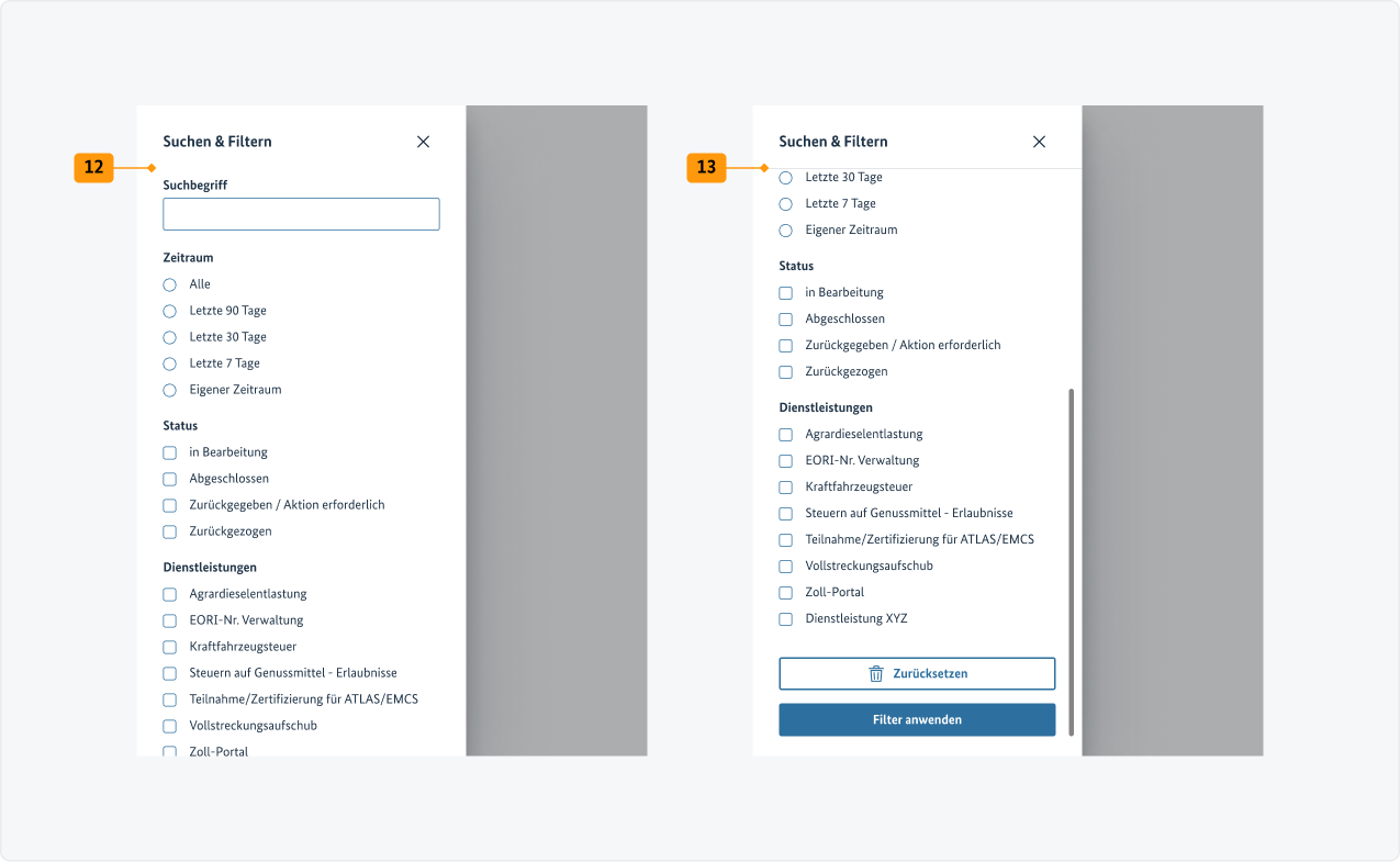 Visualisierung der CSS-Regeln zu Ziffer 12 bis 13 aus der folgenden Tabelle.
