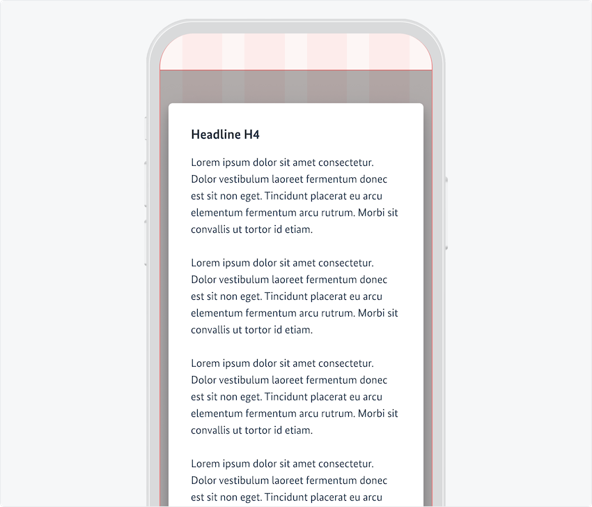 Modaler Dialog mit überlangem Text passt nicht mehr vollständig auf das Display eines Smartphones.