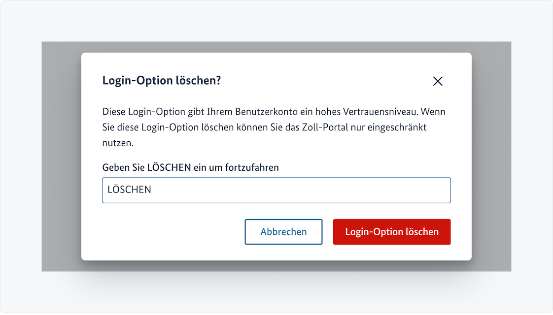 Dialog mit nun aktiviertem Button.