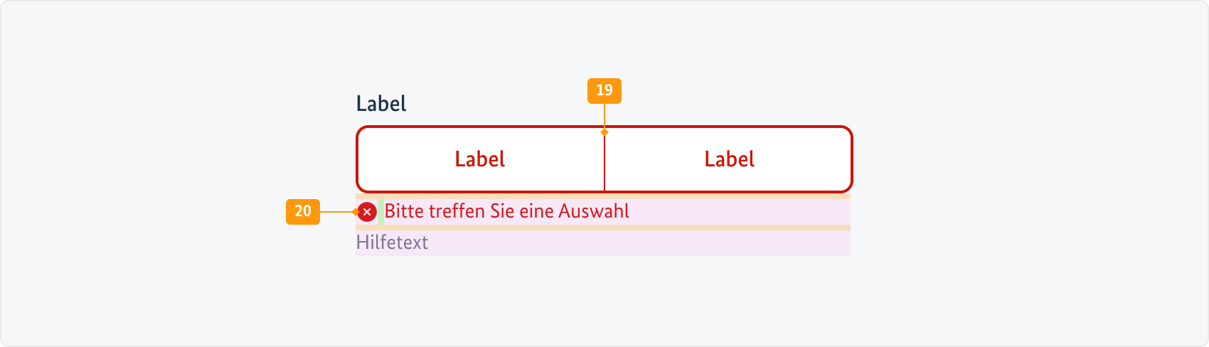 Visualisierung der CSS-Regeln zu Ziffer 19 bis 20 aus der folgenden Tabelle.